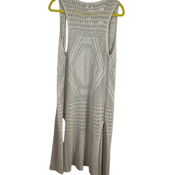 Moral Fiber Sweater Women S Tan Knit Duster Boho Western Neutral Hippie Vest 80s - Picture 1 of 10